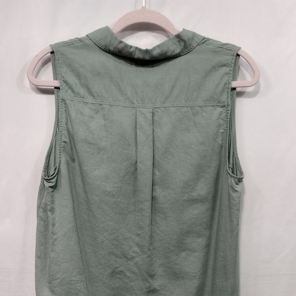 J. Crew Linen Cotton Sleeveless Popover Tunic Women's M Green Minimalist Beach - Picture 6 of 11